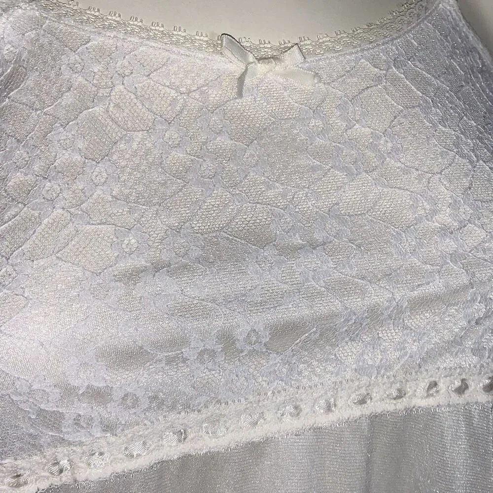 Vintage ILGWU‎ White Empire Waist Short Slip Dress Big Girls 14